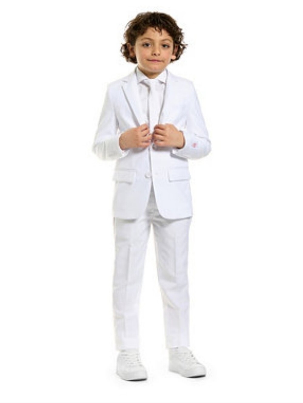 Opposuits White Knight Solid Suit Including Blazer, Pants and Clip-On-Tie
